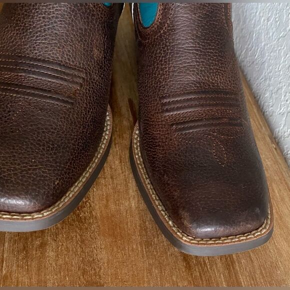 Kid's Boy Ariat Crossfire Square Toe Turqouise Brown Boots  Size 4 Western - Picture 10 of 14
